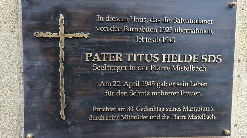 Gedenktafel für P. Titus Helde / Martin Kolzs