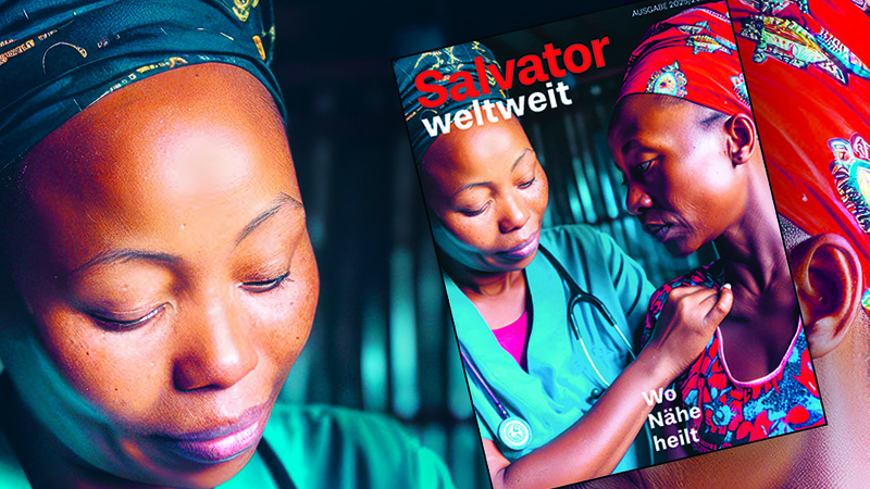 Das Cover der Ausgabe 25/26: Einander zugewandt: Ärztin und Patientin im vertrauensvollen Dialog. Ursachen von Beschwerden finden, miteinander den Weg zur Heilung gehen. / Salvator Weltweit Das Cover der Ausgabe 25/26: Einander zugewandt: Ärztin und Patientin im vertrauensvollen Dialog. Ursachen von Beschwerden finden, miteinander den Weg zur Heilung gehen.