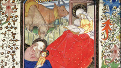 Geburt Jesu, Französisches Stundenbuch, Besancon, 15. Jhdt., Museum Besancon